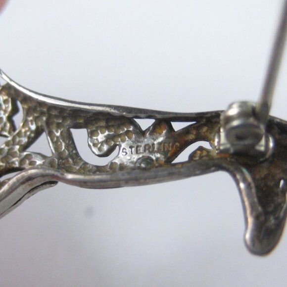 Vintage Jezlaine Sterling Silver 925 Giraffe Brooch Pin Ornate 1980s Filigree - Picture 6 of 9